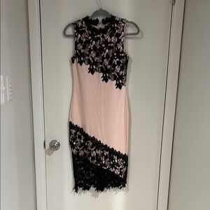Elegant Pink and Black Lace Dress